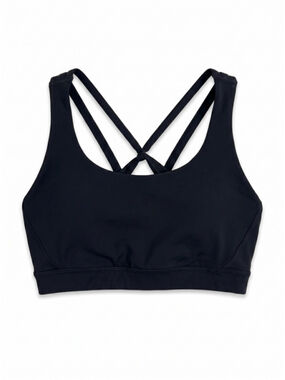 LULULEMON Energy Bra Exhale Sports Bra Black Mesh Strappy Back, Sz 12